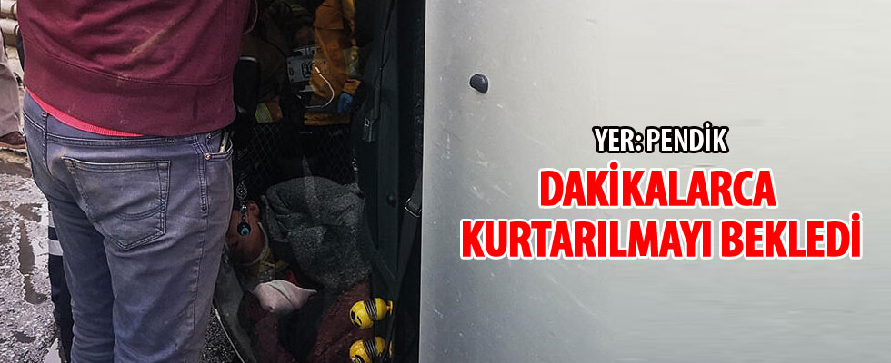 Pendik'te araçta sıkışan kadını itfaiye kurtardı