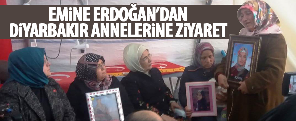 Emine Erdoğan'dan, HDP önündeki ailelere ziyaret