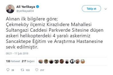 Çekmeköy'de Askeri Helikopter Düştü Açıklaması 4 Asker Yaralı
