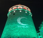 YEŞİLAY HAFTASI - Galata Kulesi Yeşile Büründü