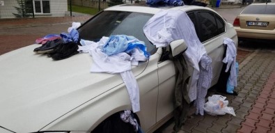Ev Gelmeyen Eşinin Eşyalarını Arabasının Üzerine Boşalttı