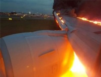 İçerisinde 50 yolcu bulunan uçak alev aldı