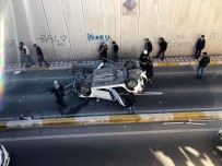 Otoyolda Sıkıştırılan Otomobil Köprüden Uçtu Açıklaması 5 Yaralı