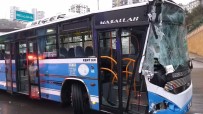 OTOBÜS KAZASI - Ankara'da kaza! Halk otobüsü yol temizleme aracına çarptı
