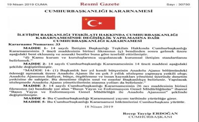 İletişim standartlarını Cumhurbaşkanlığı İletişim Başkanlığı belirleyecek