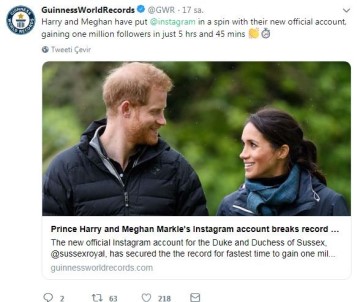 Prens Harry Ve Düşes Meghan'ın Instagram Hesabı Dünya Rekoru Kırdı