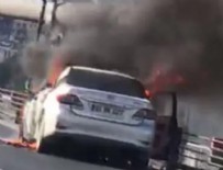 TRAFİK YOĞUNLUĞU - 15 Temmuz Şehitler Köprüsü'nde araç yangını
