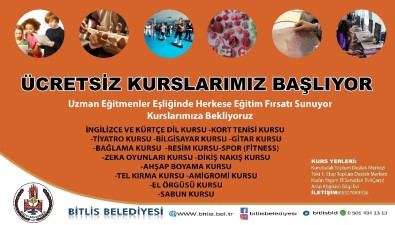 Bitlis Belediyesinin Ücretsiz Kurs Kayıtları Başladı