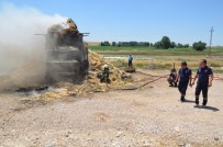 ŞEKER FABRİKASI - Balya Yüklü Kamyon Elektrik Tellerine Takıldı, Alev Alev Yandı