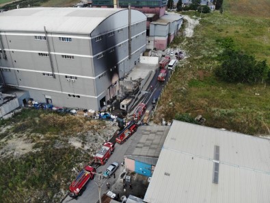 Hadımköy'deki Fabrika Yangını Havadan Görüntülendi