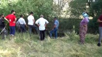 İŞ MAKİNESİ - Konya'da Sulama Kanalına Düşen İnek Kurtarıldı