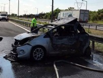 TEM'de TIR otomobile arkadan çarptı: 5 ölü