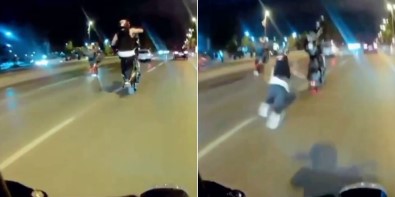 (Özel) Pendik'te Motosikletli Magandanın Tek Teker Kazası Kamerada