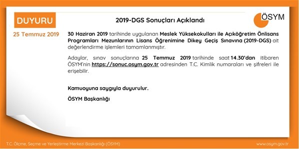 DGS sonuçları açıklandı!