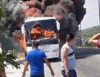 Balıkesir'de yolcu otobüsü alev aldı Haberi