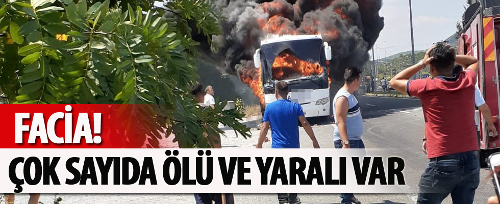 Balıkesir'de yolcu otobüsü alev aldı
