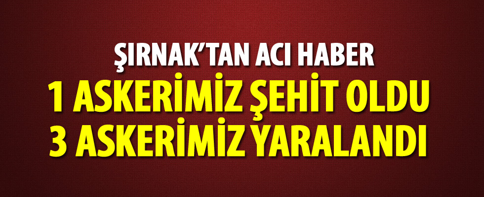 Şırnak'ta terör operasyonu: 1 asker şehit, 3 asker yaralı