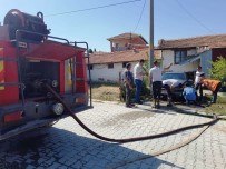 YENIDOĞAN - Hisarcık'ta Park Halindeki Otomobilde Yangın