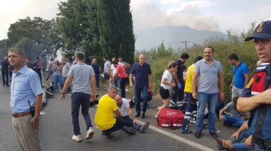 Aydın'da Devrilen Servis Otobüsü Alev Aldı Açıklaması 20'Si Ağır 45 Yaralı