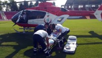 Otobüs Yangınından Etkilenen Hasta Helikopter Ambulans İle Eskişehir'e Sevk Edildi