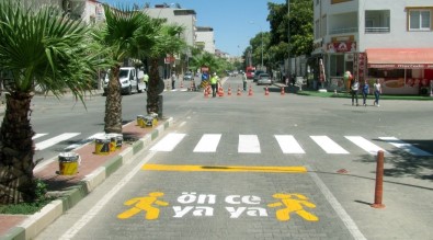 Araban'da Önce Yaya Görselli Çizgi Çalışması Başlatıldı