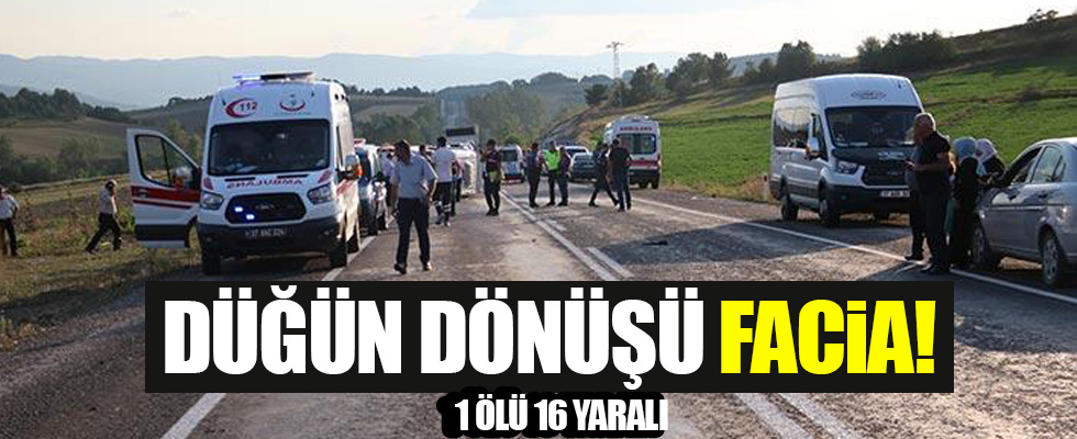 Düğün dönüşü facia! 1 ölü 16 yaralı