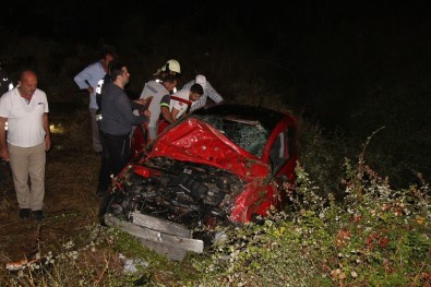 Köpeğe Çarpan Otomobil Kanala Uçtu Açıklaması 1'İ Ağır 2 Yaralı