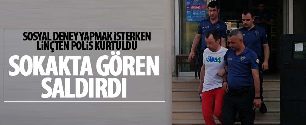 Sosyal deney yapmak isterken, linçten polis kurtardı