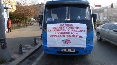 (Özel) Pendik-Kadıköy Hattında Kurallara Uymayan Minibüs Şoförlerine Pankartlı Ceza