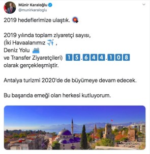 Vali Karaloğlu'ndan Rekor Paylaşımı Açıklaması '15 Milyon 644 Bin 108'