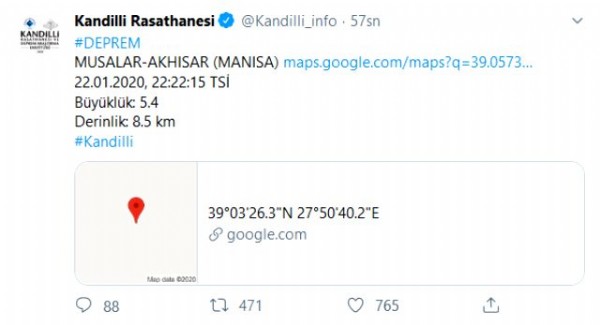 Manisa'da 5,4 büyüklüğünde deprem!