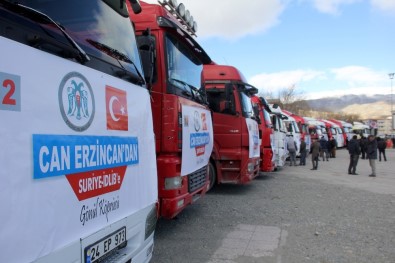 Erzincan'dan İdlib'e 20 Tır Yardım Malzemesi Gönderildi