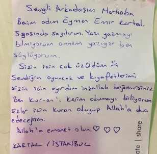 Kartallı Çocuklardan Elazığlı Depremzedelere Duygu Yüklü Mektuplar