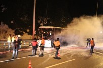 TEM Otoyolu'nda Cenaze Taşıyan Otobüs Alev Alev Yandı