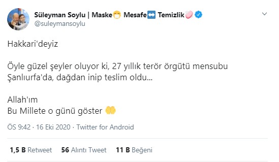 Bakan Soylu'dan dikkat çeken paylaşım!