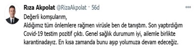 Beşiktaş Belediye Başkanı da pozitif