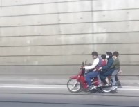 Bursa'da Motosiklet Üzerinde Tehlikeli Yolculuk