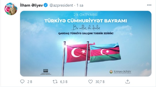 Azerbaycan'dan 29 Ekim paylaşımı!