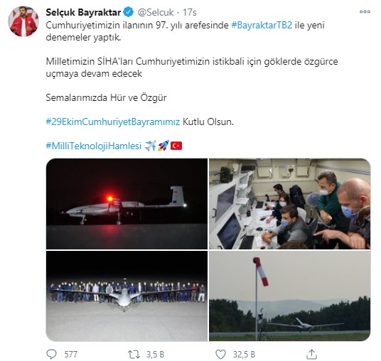 Bayraktar'dan heyecanlandıran paylaşım!