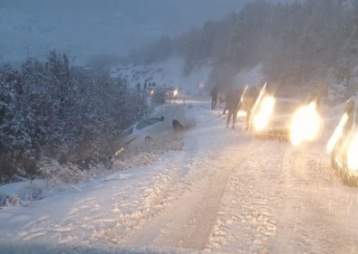 Bingöl'de Kar Nedeniyle Araçlar Yol Kaldı
