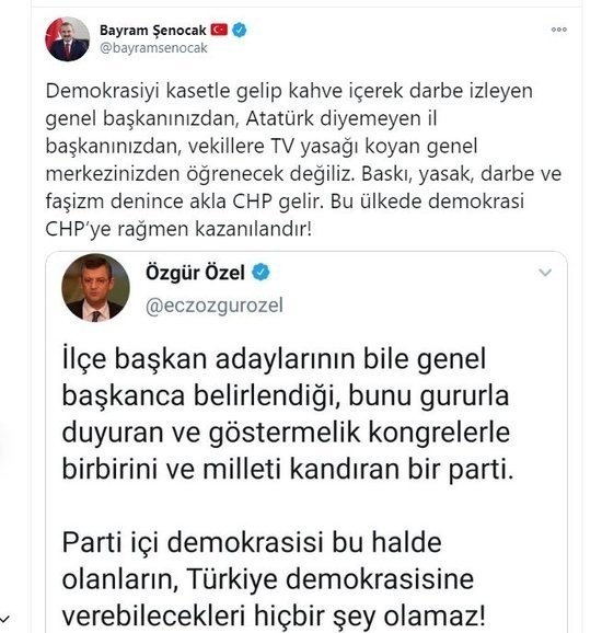 Bayram Şenocak'tan Özgür Özel’e sert tepki!