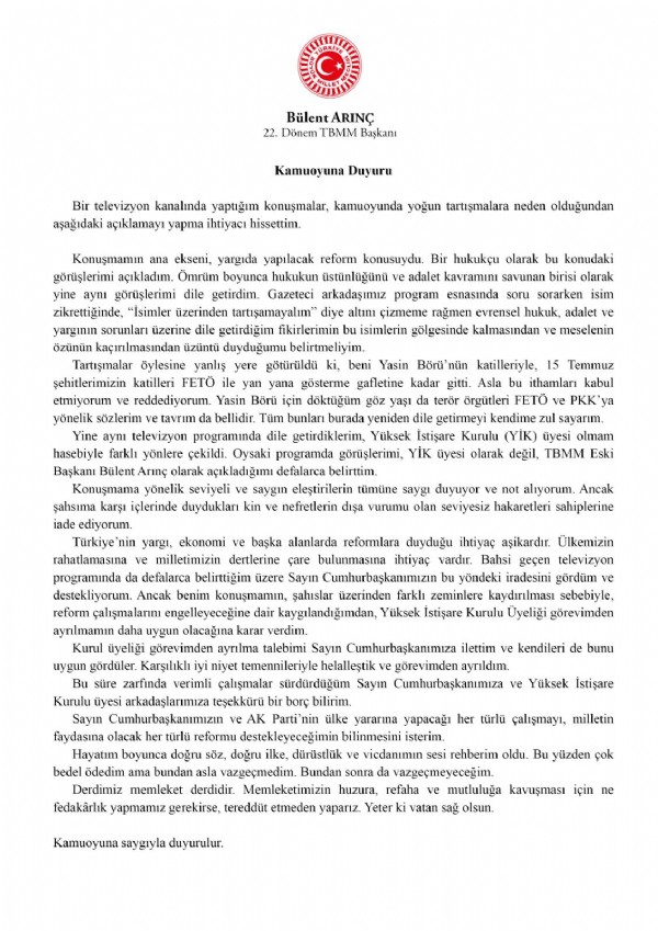 Ne oldu Arınç?