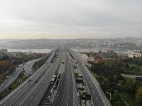 İstanbul'da Boş Kalan Yollar Havadan Görüntülendi