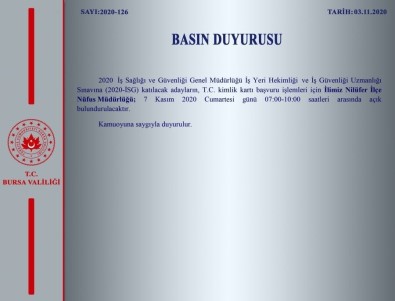 Bursa'da Nilüfer İlçe Nüfus Müdürlüğü Cumartesi Sabahı Açık Olacak