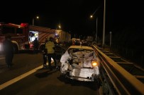 TEM'deki Feci Kazada Hurdaya Dönen Araçtan Sağ Kurtuldular