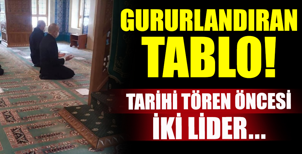 Başkan Erdoğan ile Aliyev tarihi tören öncesi şükür namazı kıldı!