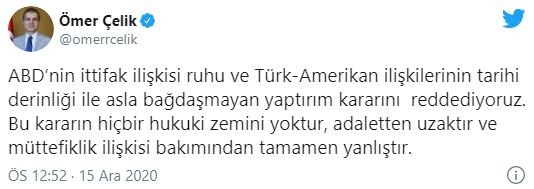 Ak Parti'den ABD'nin kararına sert tepki!