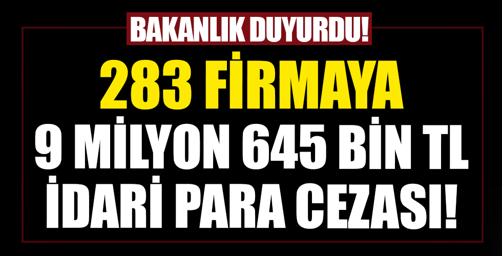 Ticaret Bakanlığı 283 firmaya 9 milyon 645 bin lira ceza kesti