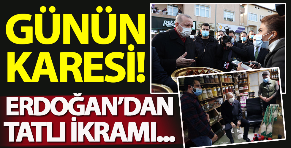 Günün karesi! Başkan Erdoğan'dan tatlı ikramı...