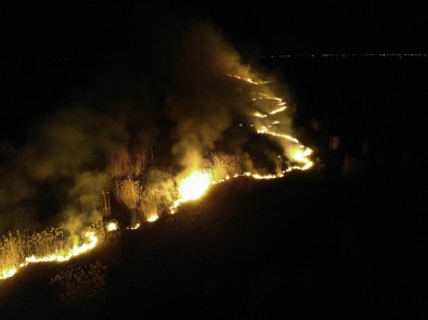 Eber Gölü'nün Suların Çekildiği Arazide Yangın Çıktı